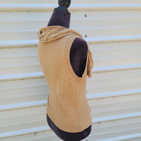 Chadwicks Cardigan Womens Beige Tan Single Button Sleeveless Knit Cover Top Sz M - Picture 11 of 11